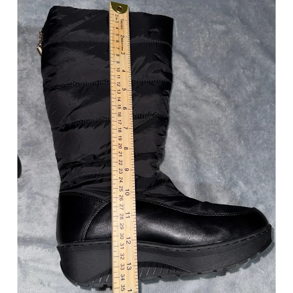 Unbranded Womens Puffer Snow Boots 39 Black Faux Fur Lined Tassel Zip